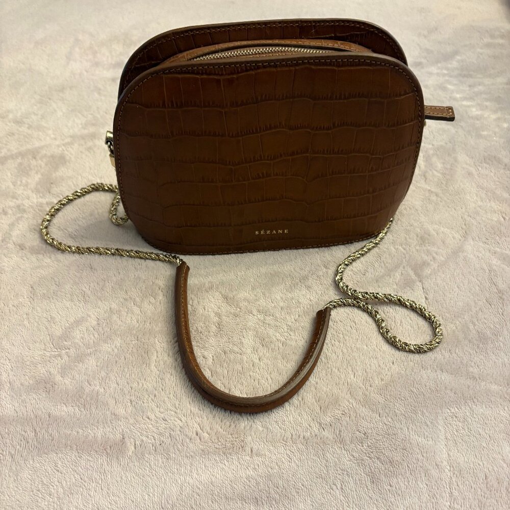 Sezane Victor Micro Bag Camel Croco - Size T-U